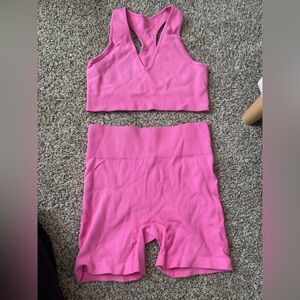 Pink Ribbed Two-Piece Set